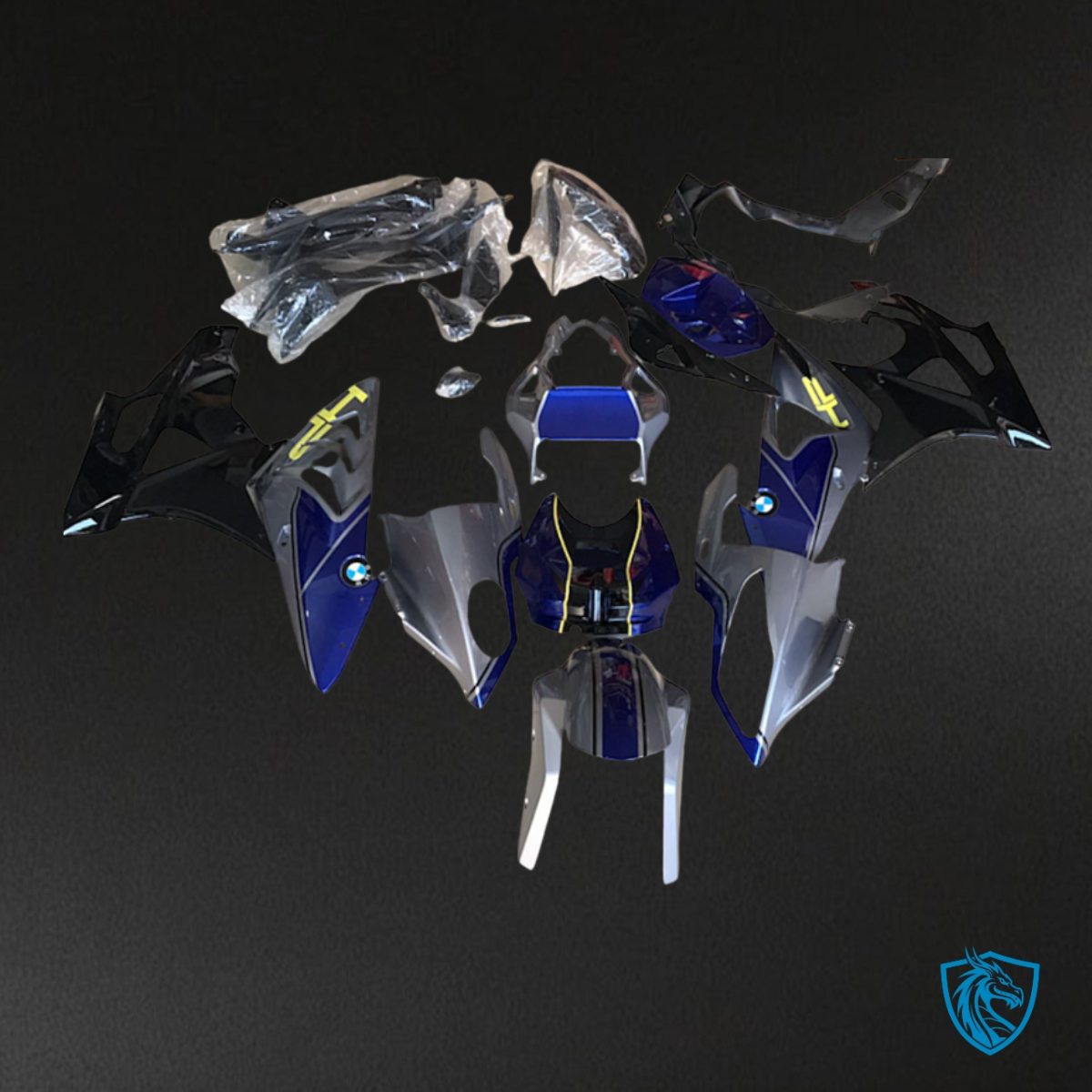 BMW S1000RR (2019-2020) Black, Blue & Silver - Custom ABS Fairing Kit