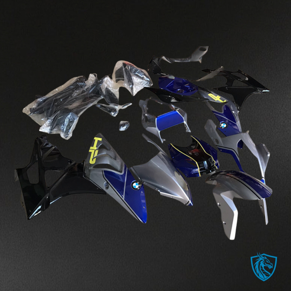 BMW S1000RR (2019-2020) Black, Blue & Silver - Custom ABS Fairing Kit