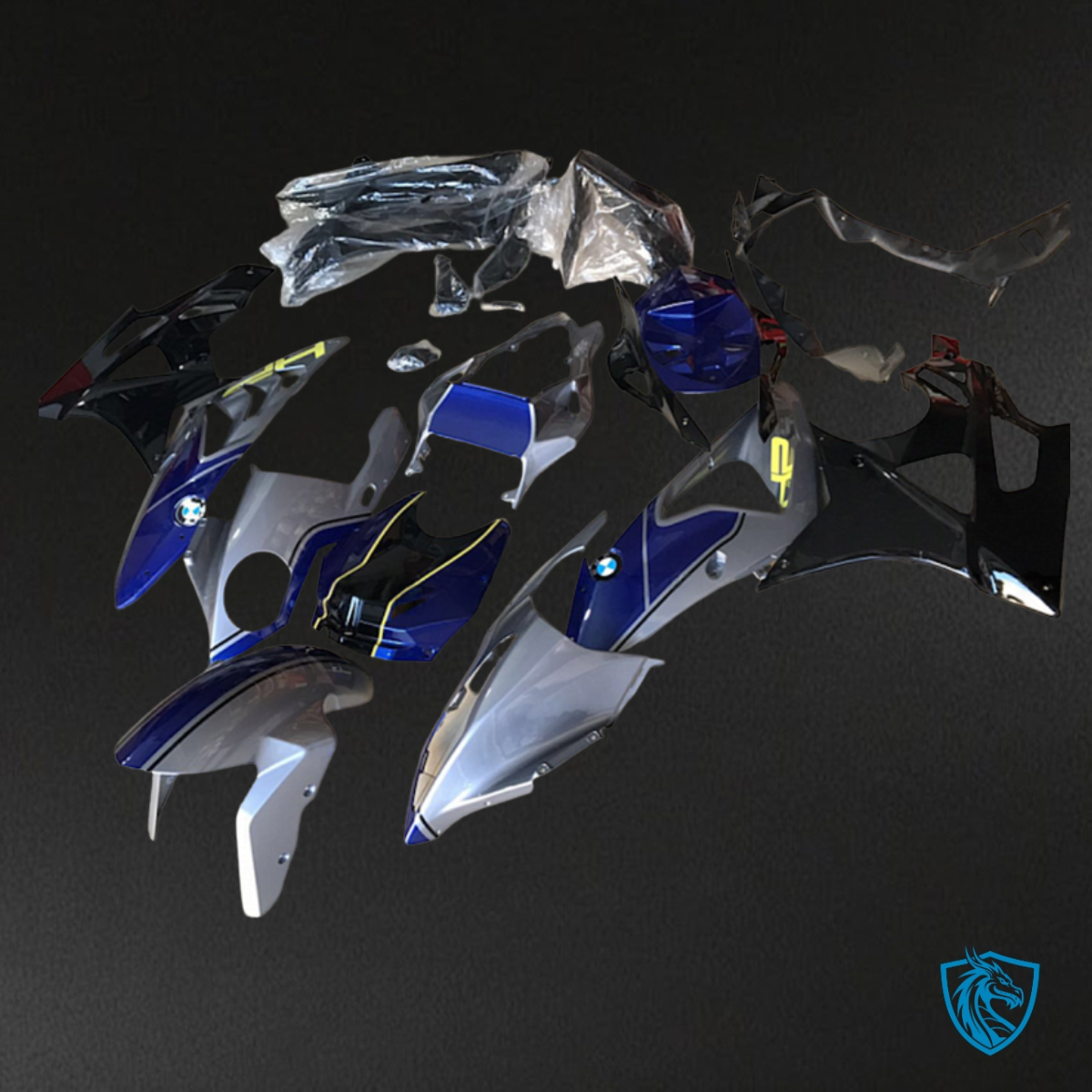BMW S1000RR (2019-2020) Black, Blue & Silver - Custom ABS Fairing Kit