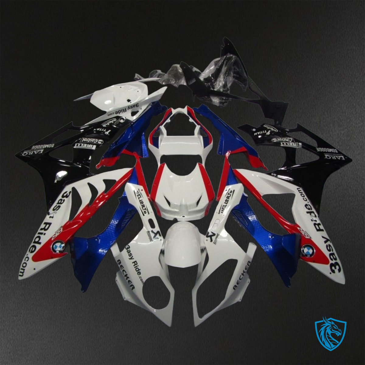 BMW S1000RR HP4 (2009-2014) Black, White, Blue & Red - Replacement Motorcycle Fairings Kit
