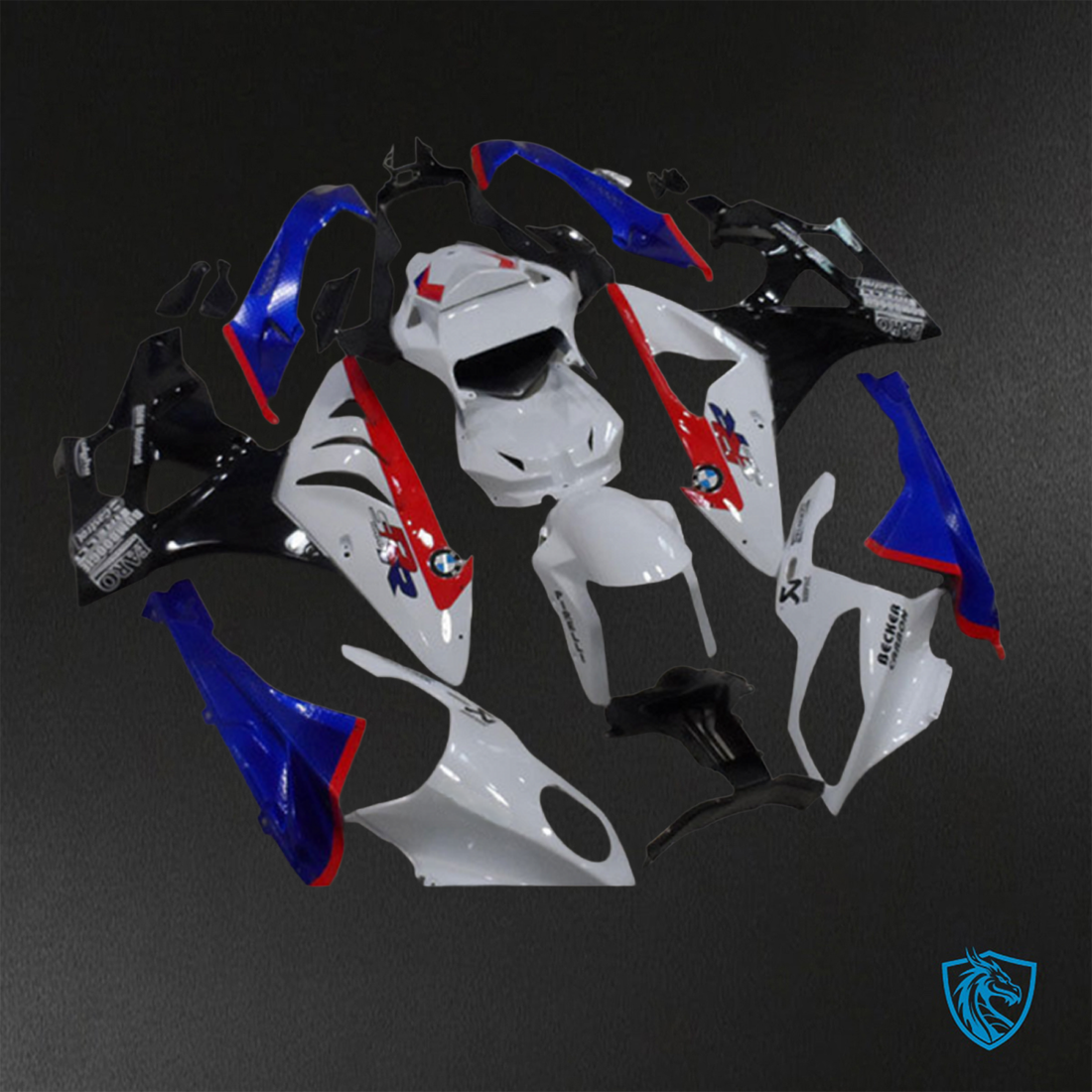 BMW S1000RR HP4 (2009-2014) Black, White, Blue & Red - Replacement Motorcycle Fairings Kit