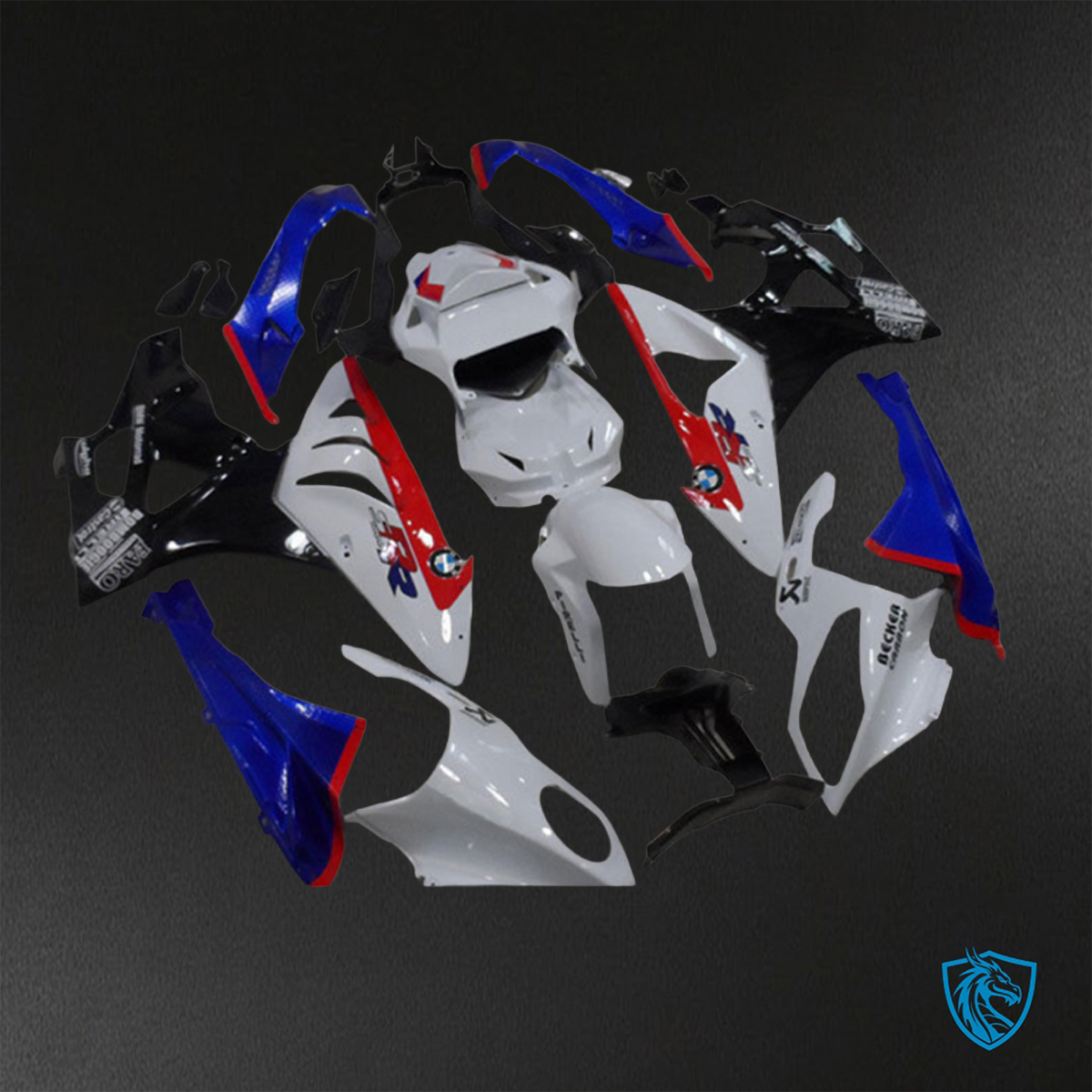 BMW S1000RR HP4 (2009-2014) Black, White, Blue & Red - Replacement Motorcycle Fairings Kit