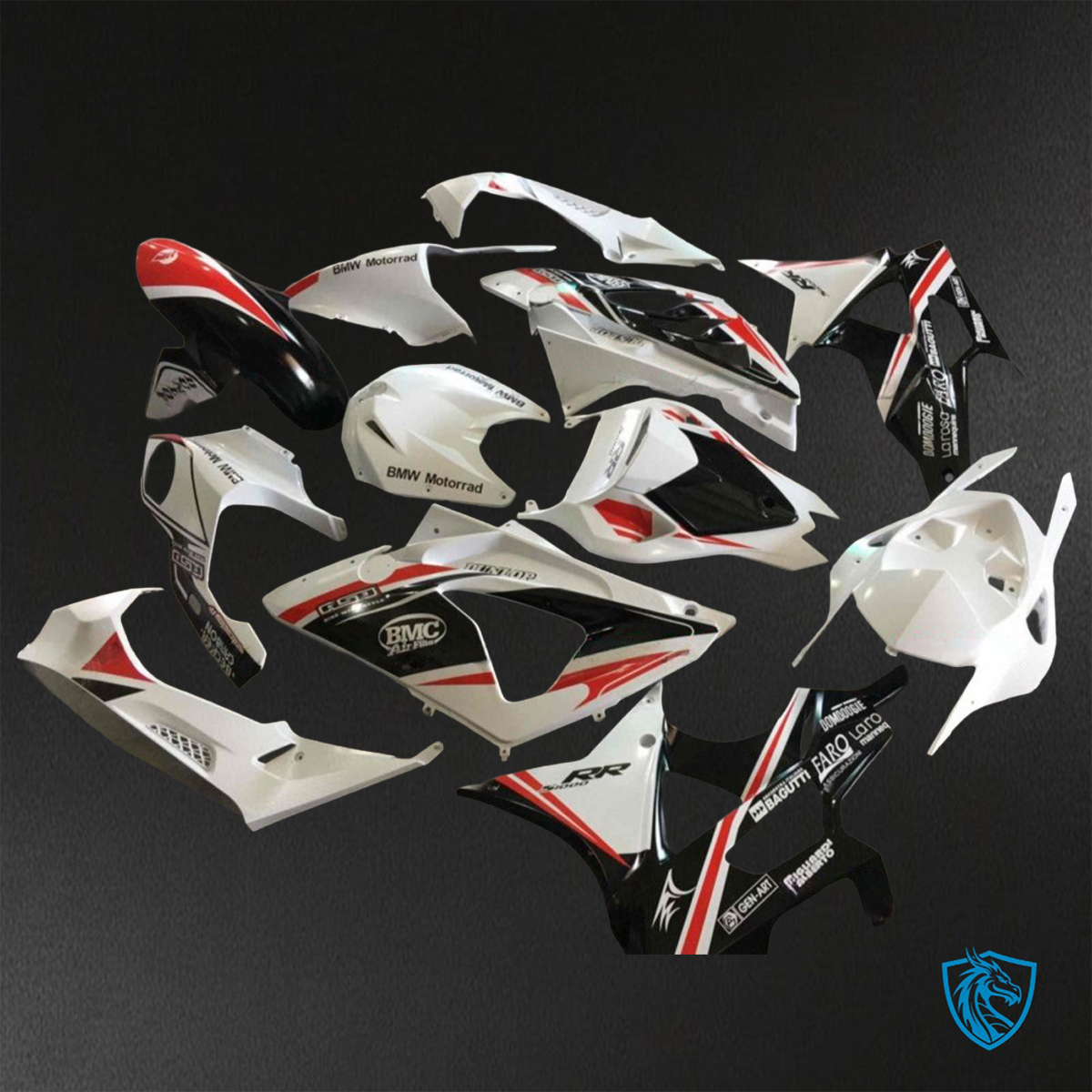 BMW S1000RR HP4 (2009-2014) White, Black & Red - Custom ABS Fairing Kit