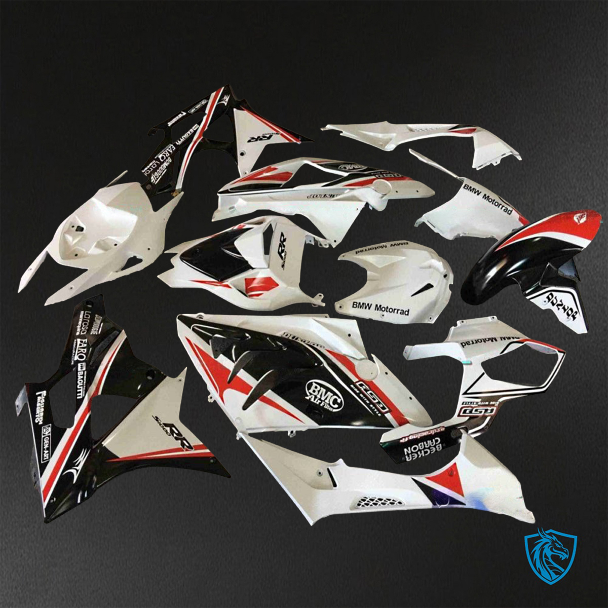 BMW S1000RR HP4 (2009-2014) White, Black & Red - Custom ABS Fairing Kit