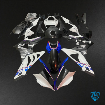 BMW S1000RR HP4 (2009-2014) Gloss Black, Blue & White carbon fabric ABS Bodywork - Fairing Kit