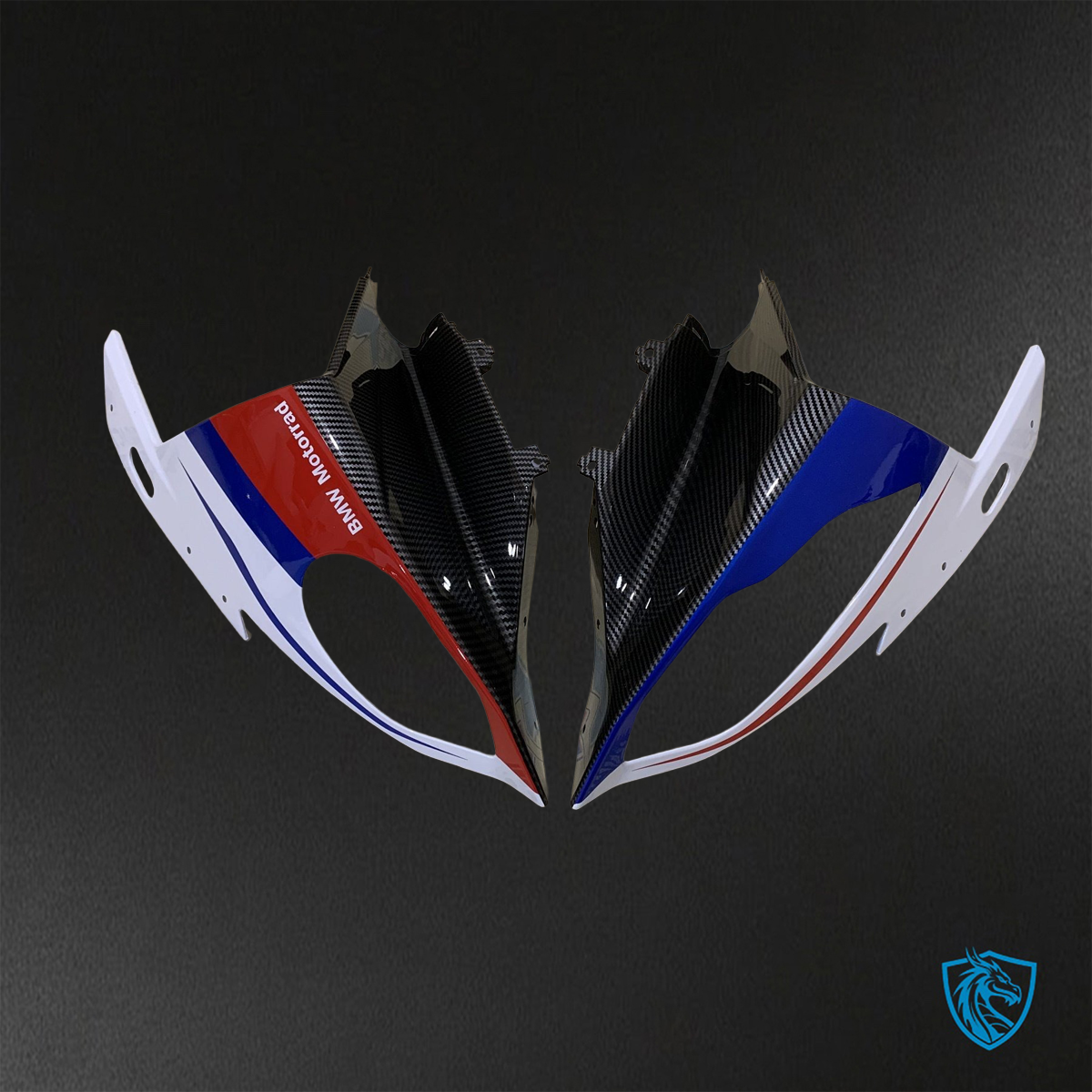 BMW S1000RR HP4 (2009-2014) GLOSS Black, BLUE Red & White carbon fabric - Replacement Motorcycle Fairings Kit
