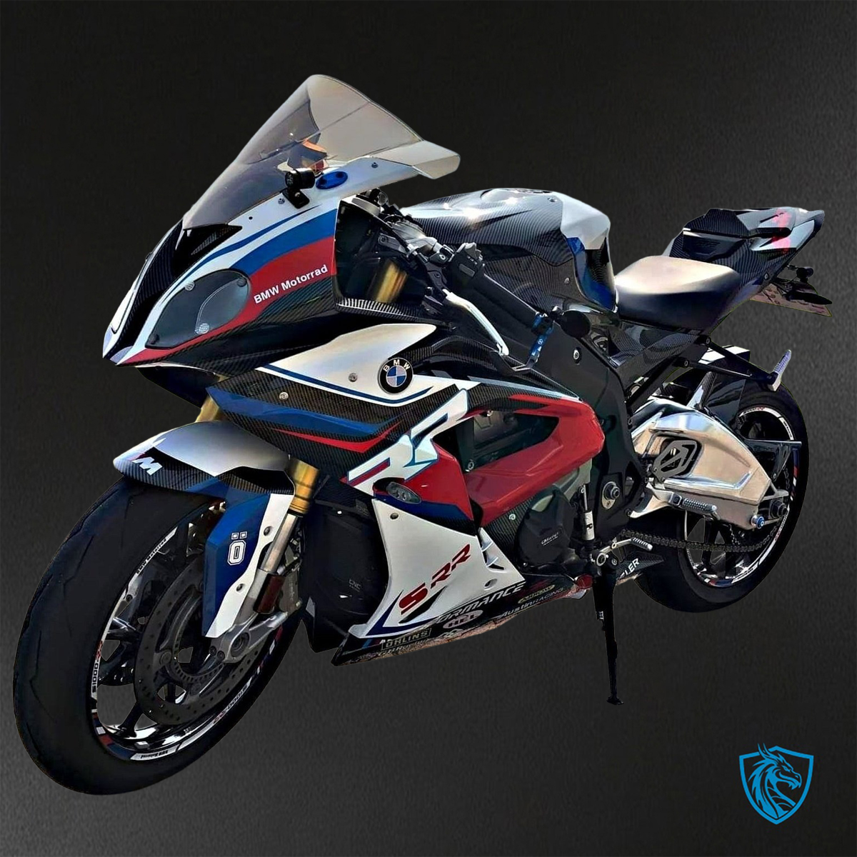 BMW S1000RR HP4 (2009-2014) GLOSS Black, BLUE Red & White carbon fabric - Replacement Motorcycle Fairings Kit