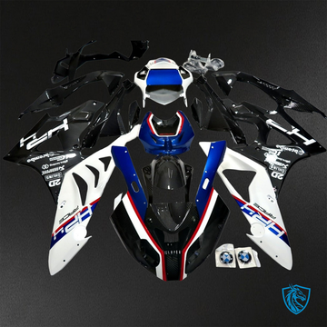 BMW S1000RR HP4 (2009-2014) Gloss White, Black, Blue & Red carbon fabric ABS Bodywork - Fairings Kit