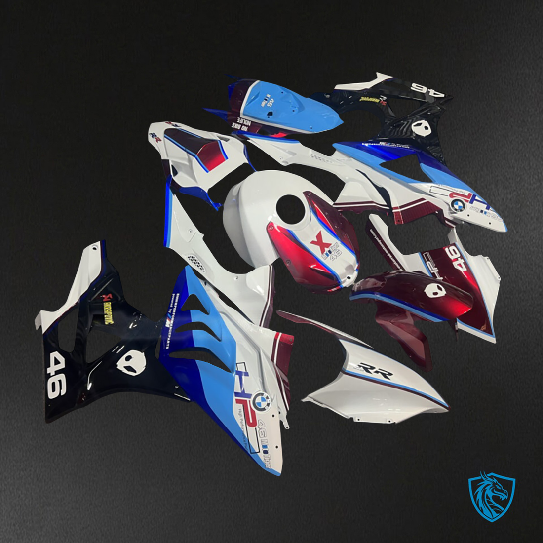 BMW S1000RR (2009-2014) Gloss Red, White & Pearl Blue Fairings Kit - Aftermarket ABS Bodywork