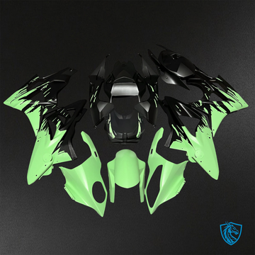 BMW S1000RR (2009-2014) Matte Black & Green Splash Fairings Kit - Aftermarket ABS Bodywork