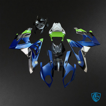 BMW S1000RR (2009-2014) Matte Blue, Green, Black & White - Custom ABS Fairing Kit