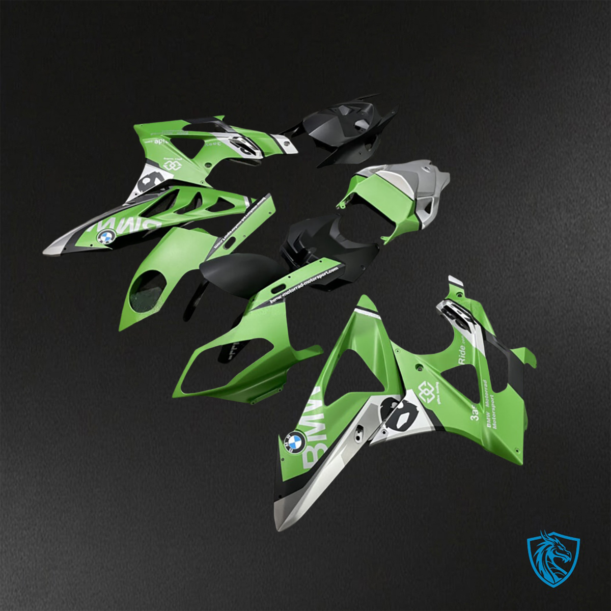BMW S1000RR (2009-2014) Matte Green & Black - Replacement Motorcycle Fairings Kit