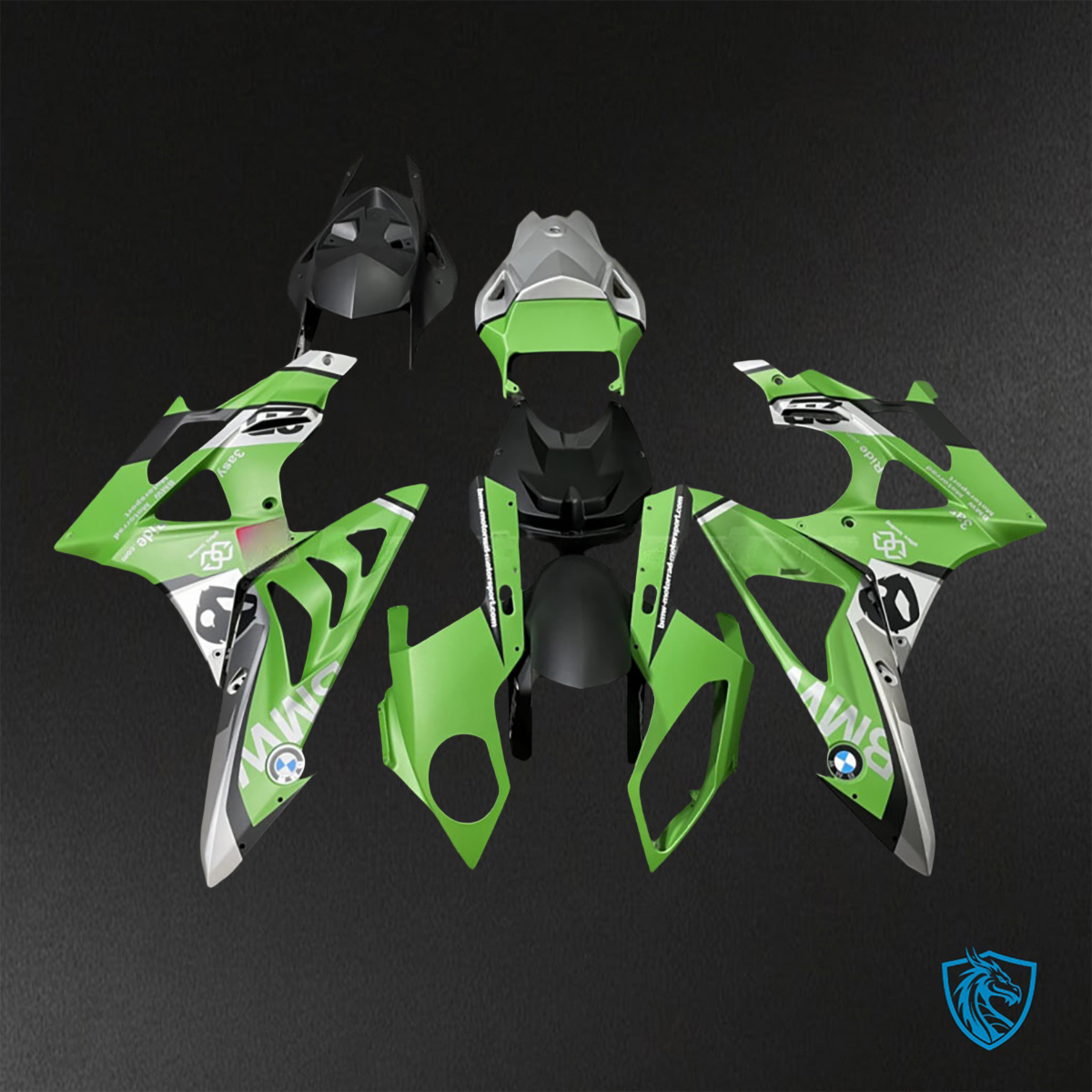 BMW S1000RR (2009-2014) Matte Green & Black - Replacement Motorcycle Fairings Kit