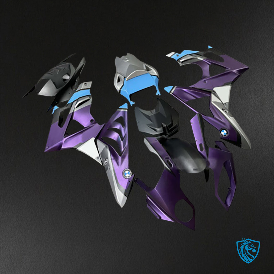 BMW S1000RR (2009-2014) Matte Purple, Black & Blue ABS Bodywork - Fairings Kit