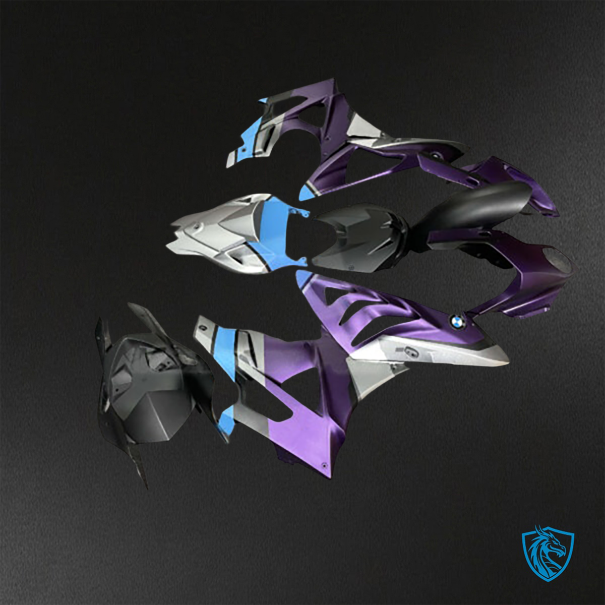 BMW S1000RR (2009-2014) Matte Purple, Black & Blue ABS Bodywork - Fairings Kit