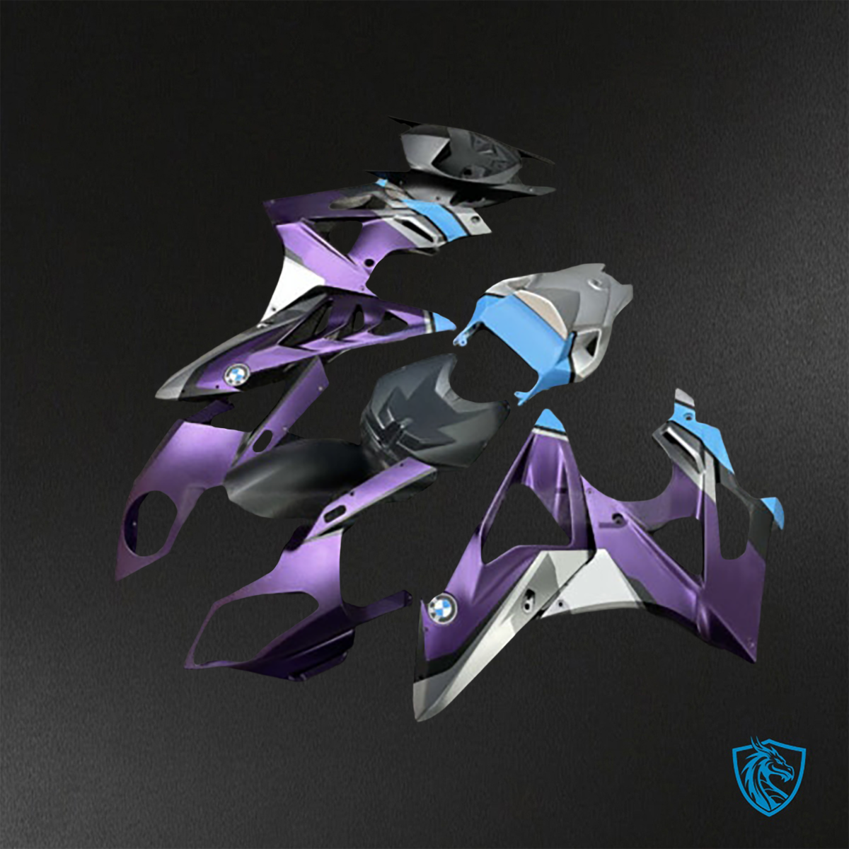 BMW S1000RR (2009-2014) Matte Purple, Black & Blue ABS Bodywork - Fairings Kit