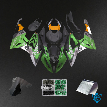 BMW S1000RR 2015-2016 Black and Green ABS Fairing Kit, Front View