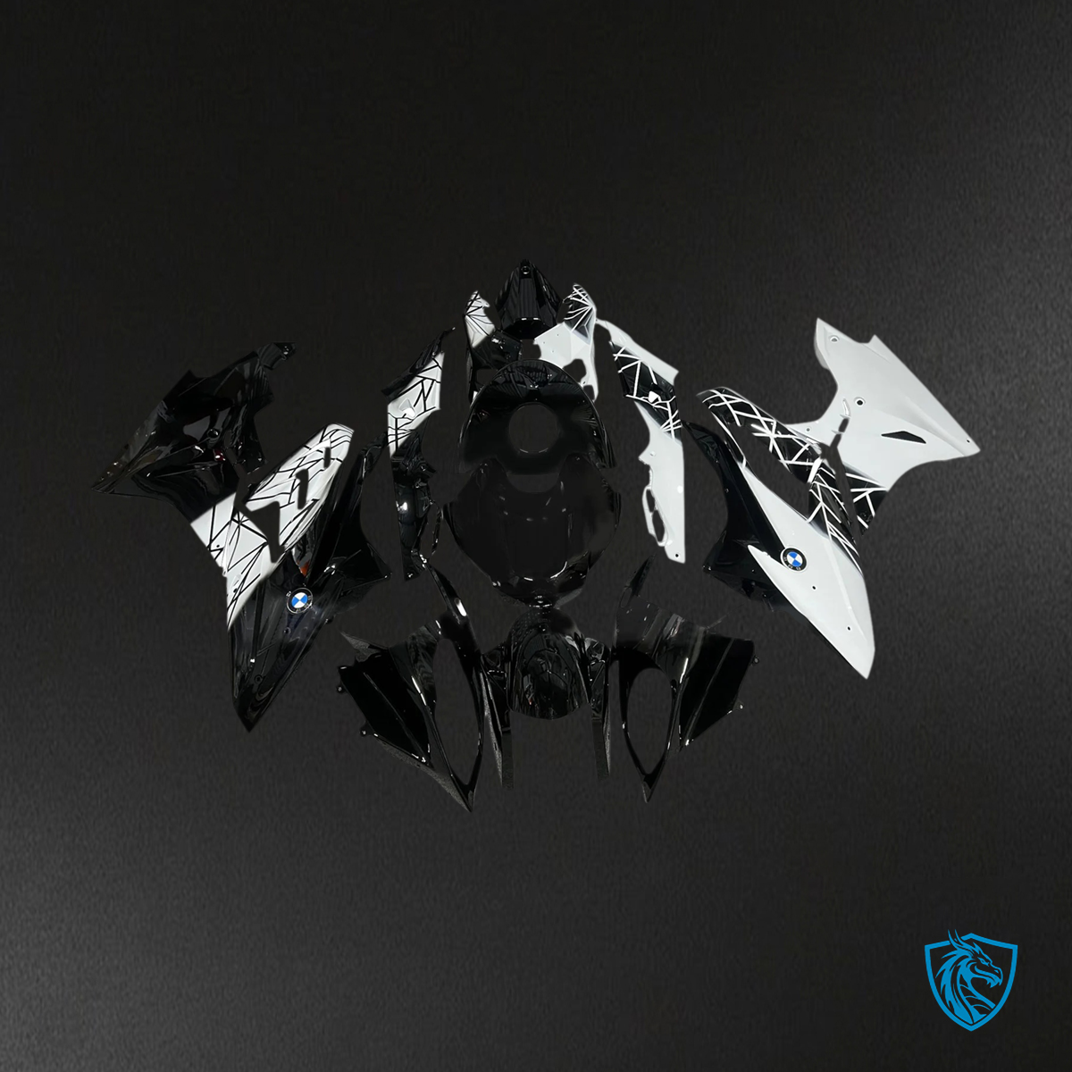 BMW S1000RR 2015-2016 Black and White ABS Fairing Kit, Side View