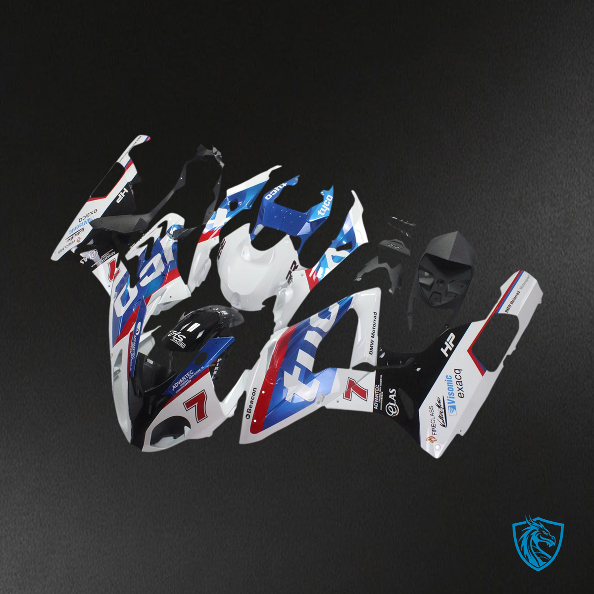 BMW S1000RR 2015-2016 Blue and White Style 1 ABS Fairing Kit, Rear View