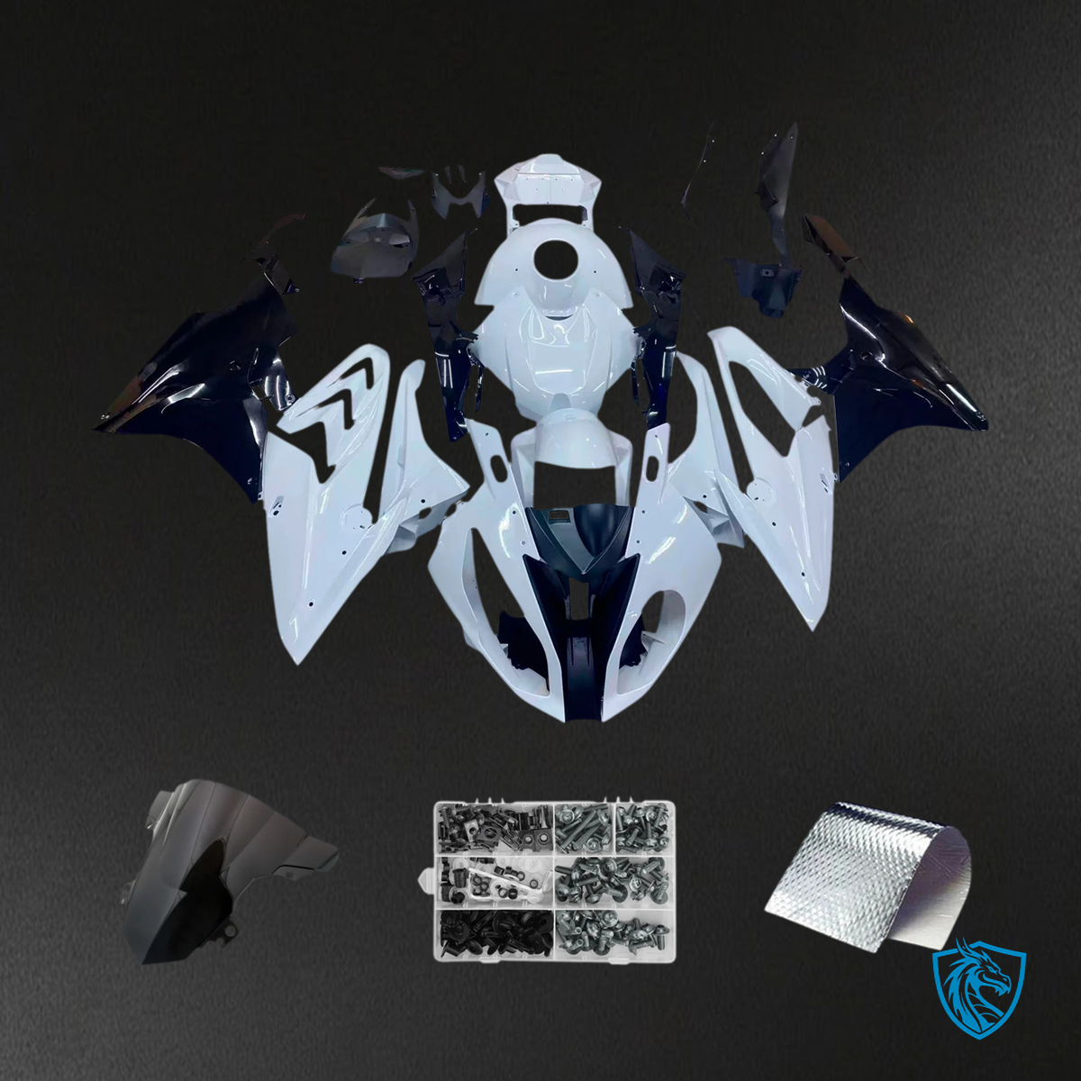 BMW S1000RR 2015-2016 Black, Grey & White ABS Fairing Kit - Main View