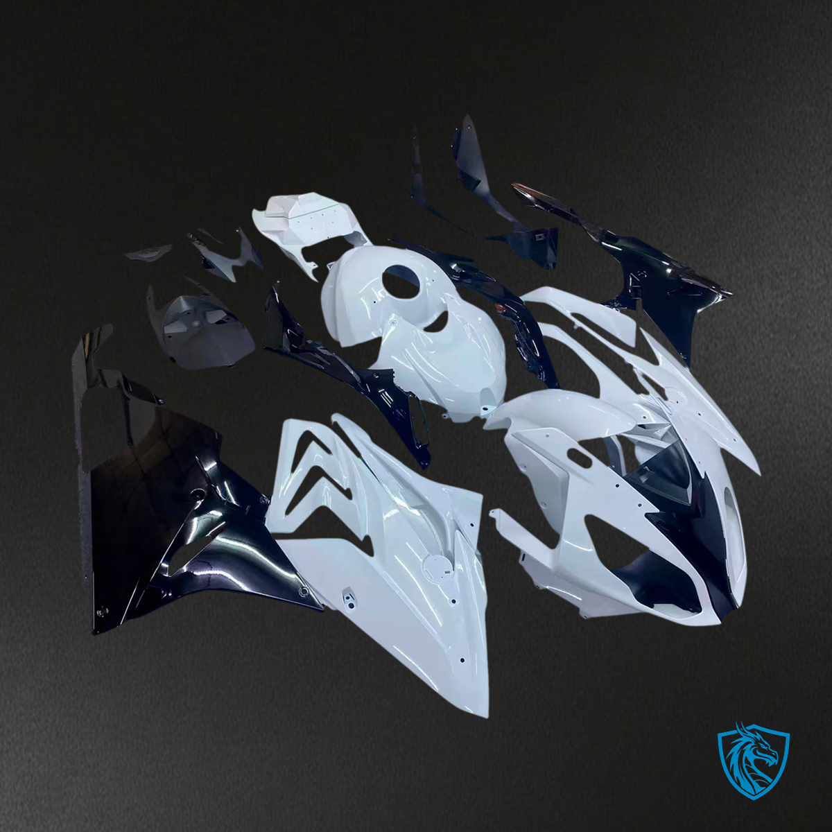 BMW S1000RR 2015-2016 Black, Grey & White ABS Fairing Kit - Side View