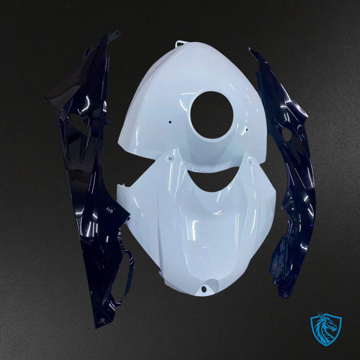 BMW S1000RR 2015-2016 Black, Grey & White ABS Fairing Kit - Right Side View