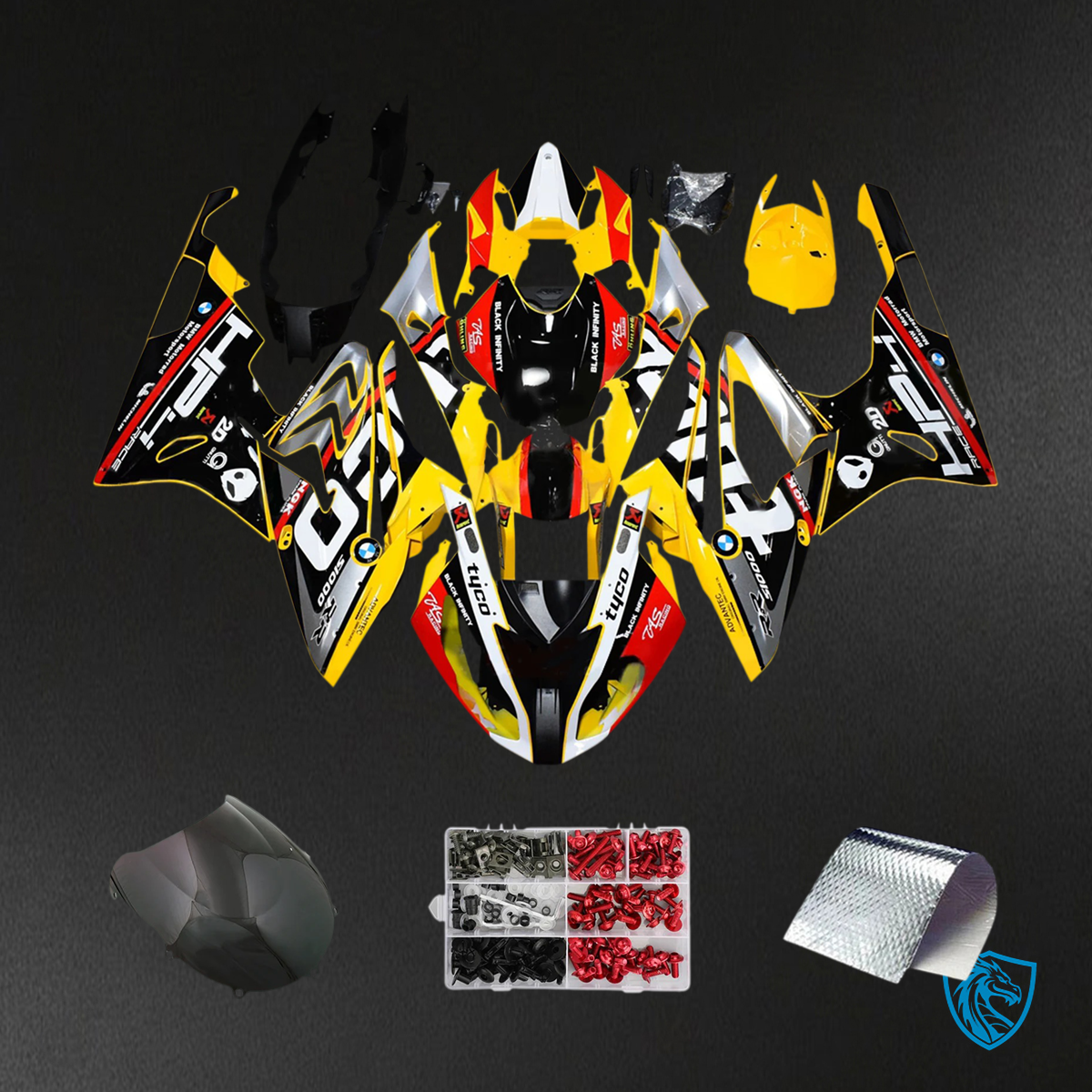 BMW S1000RR 2015-2016 Black and Yellow ABS Fairing Kit - Main View