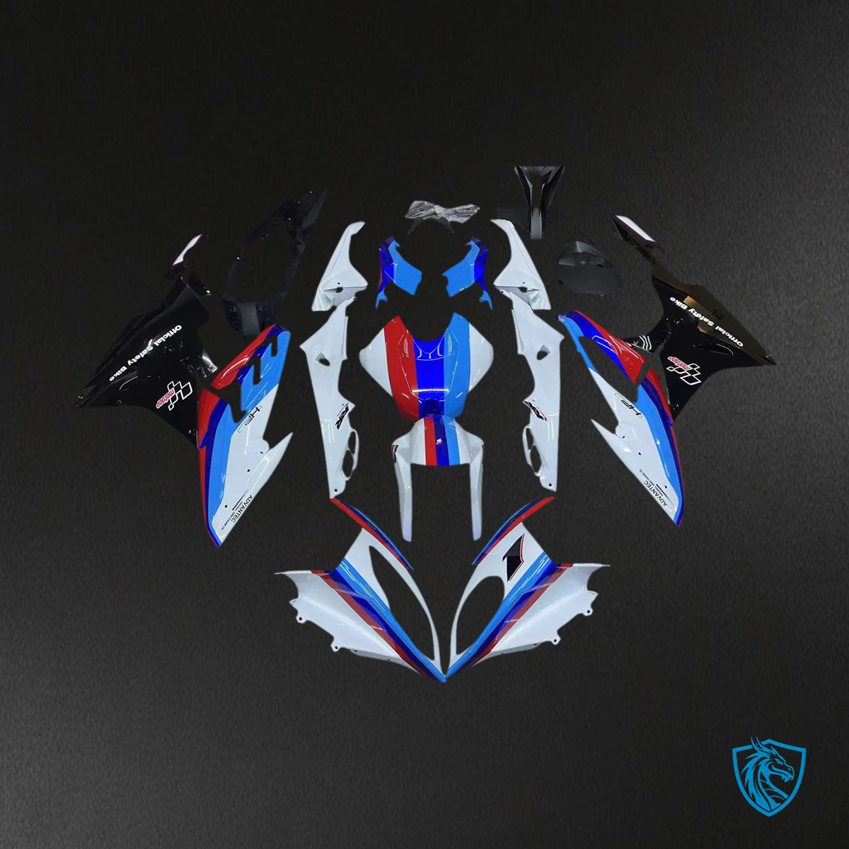 BMW S1000RR 2015-2016 Blue and Black ABS Fairing Kit - Side View