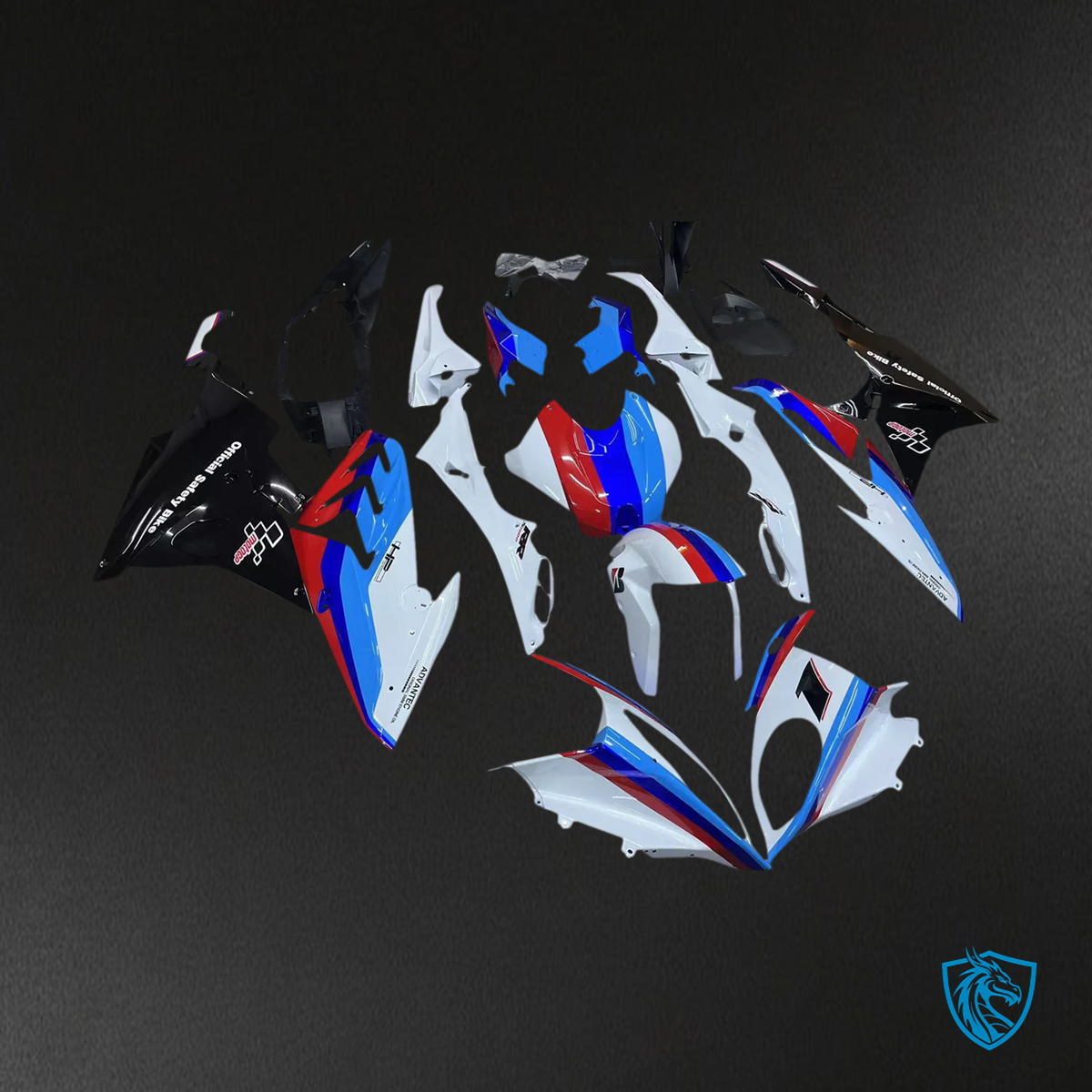 BMW S1000RR 2015-2016 Blue and Black ABS Fairing Kit - Rear View