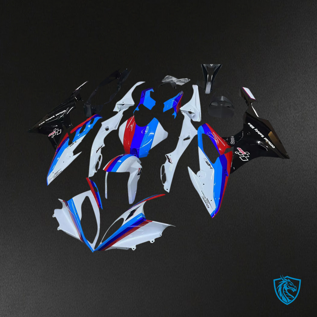 BMW S1000RR 2015-2016 Blue and Black ABS Fairing Kit - Front View