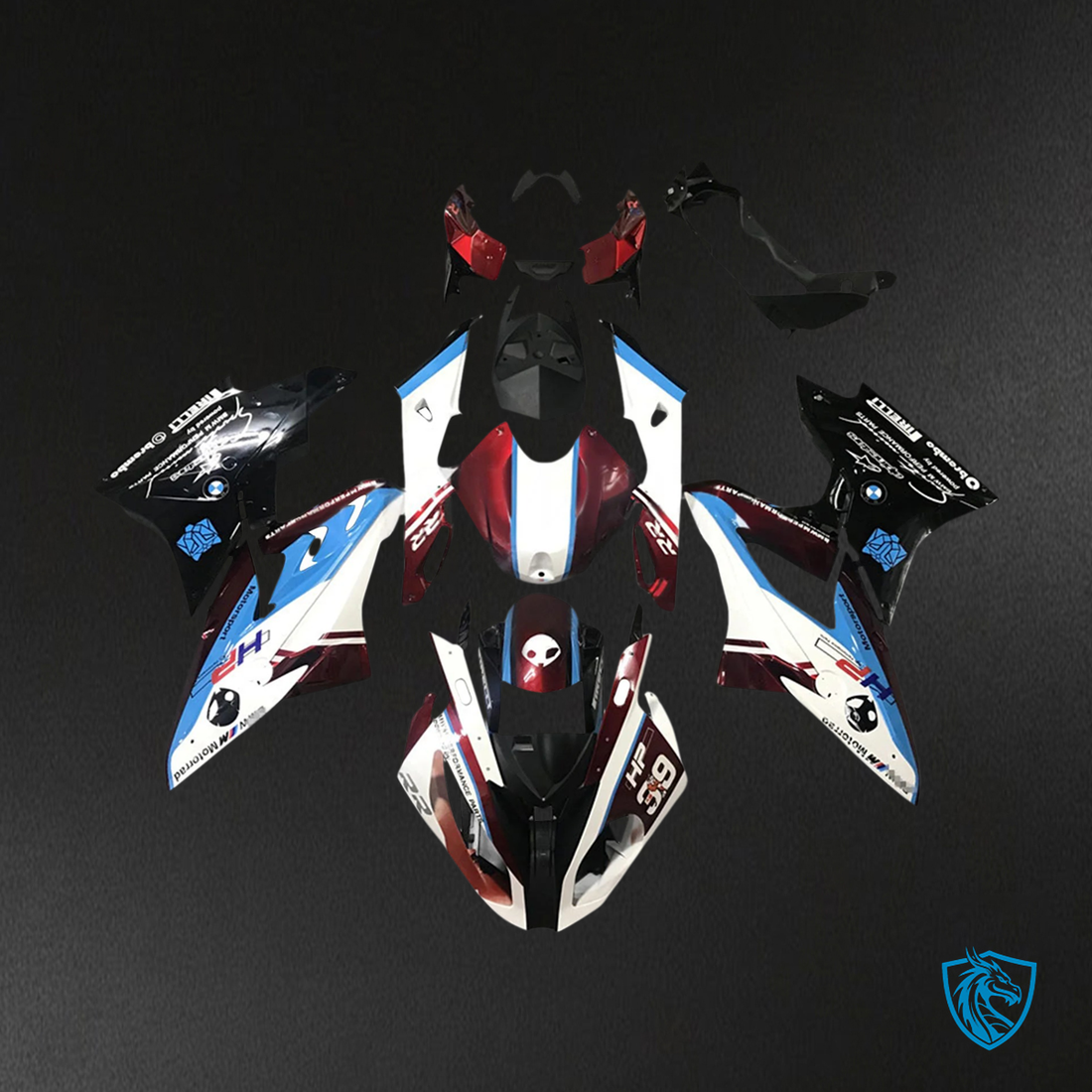 BMW S1000RR 2015-2016 Blue and Black ABS Fairing Set - Main View
