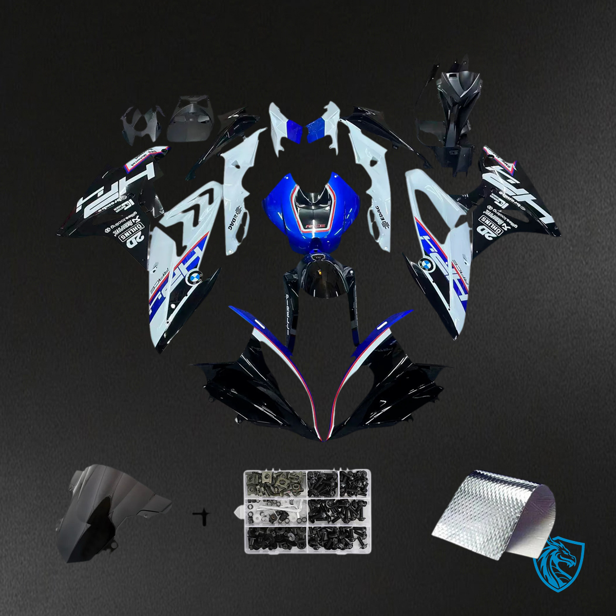 BMW S1000RR 2015-2016 Blue & Black Style 3 ABS Fairing Kit - Main View