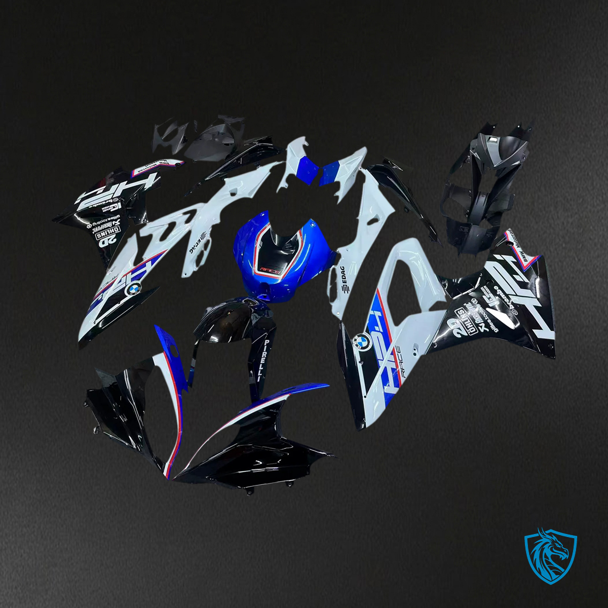 BMW S1000RR 2015-2016 Blue & Black Style 3 ABS Fairing Kit - Rear View