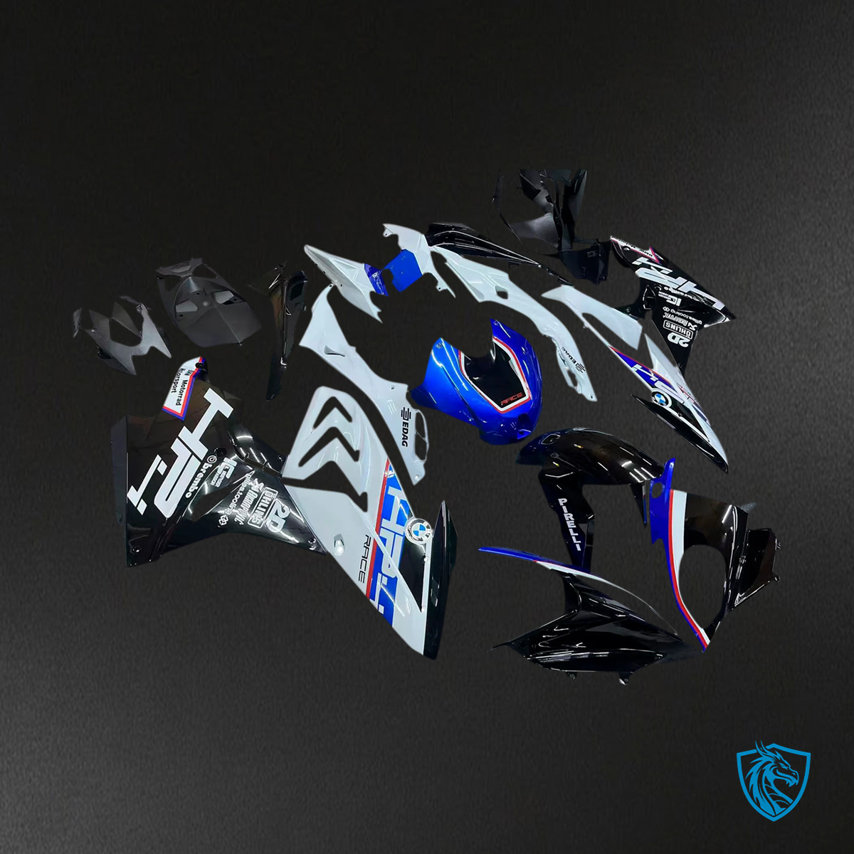 BMW S1000RR 2015-2016 Blue & Black Style 3 ABS Fairing Kit - Side View
