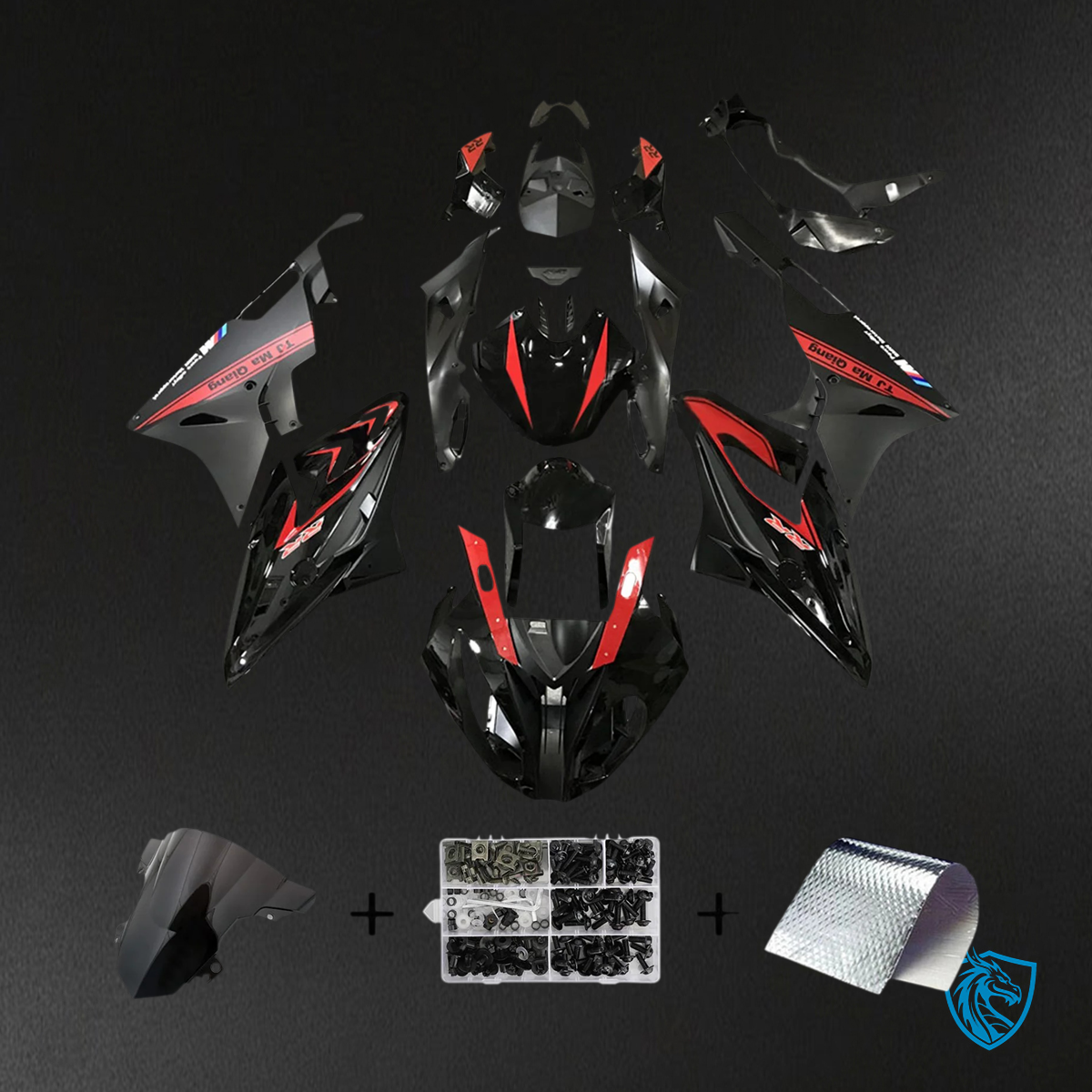 BMW S1000RR 2015-2016 Red & Black Style 4 ABS Fairing Kit - Front View