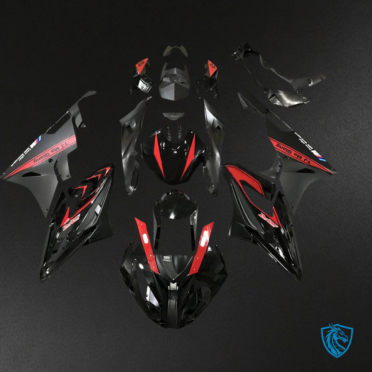 BMW S1000RR 2015-2016 Red & Black Style 4 ABS Fairing Kit - Side View