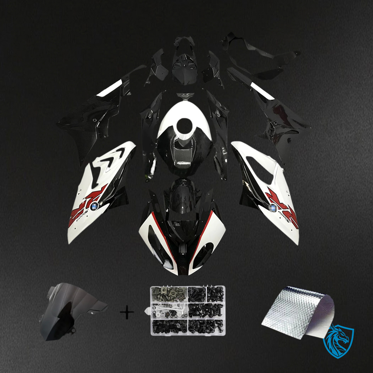 BMW S1000RR 2015-2016 White Style 4 ABS Fairing Kit - Front View