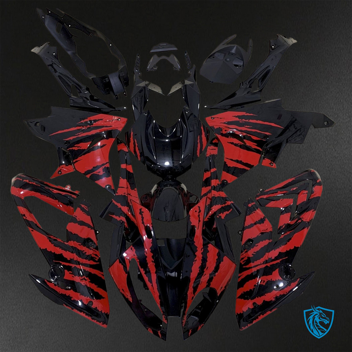 BMW S1000RR (2015-2018) Glossy Black & Red - Replacement Motorcycle Fairings Kit