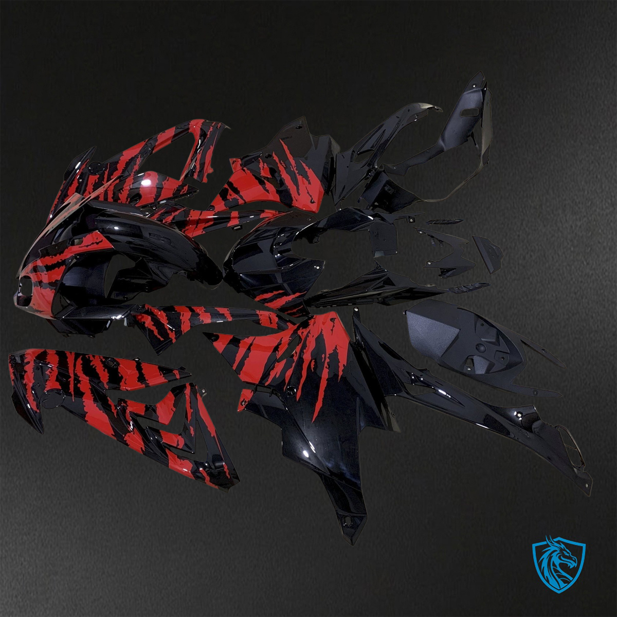 BMW S1000RR (2015-2018) Glossy Black & Red - Replacement Motorcycle Fairings Kit