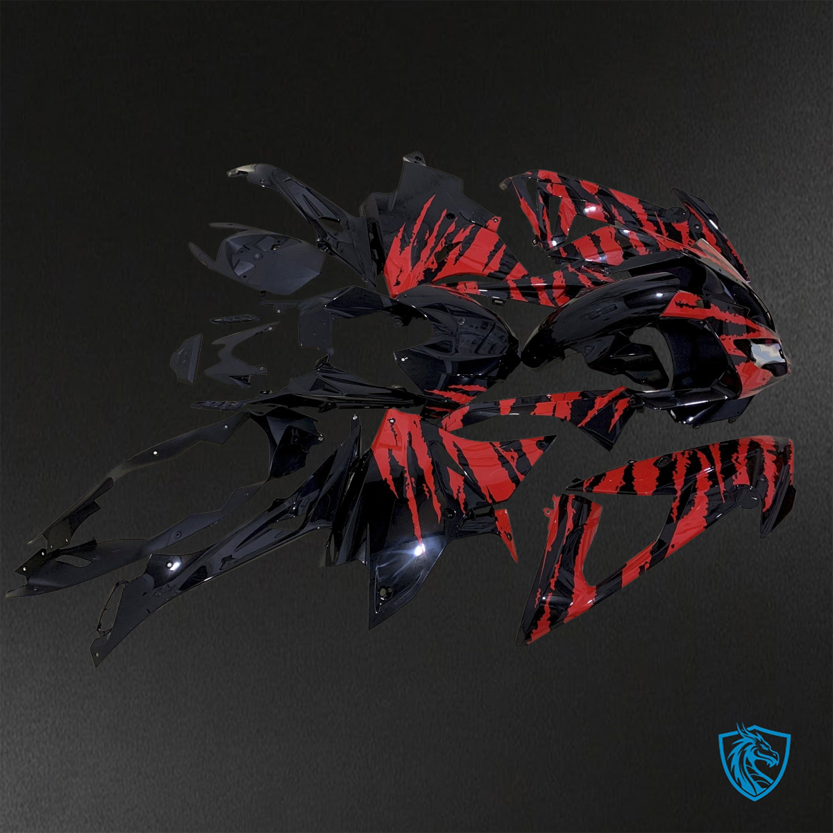 BMW S1000RR (2015-2018) Glossy Black & Red - Replacement Motorcycle Fairings Kit