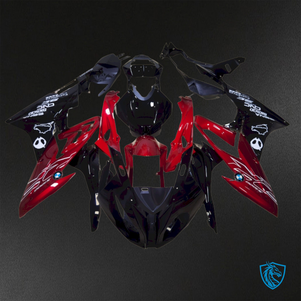 BMW S1000RR (2015-2018) Black & Red Fairings Kit - Aftermarket ABS Bodywork