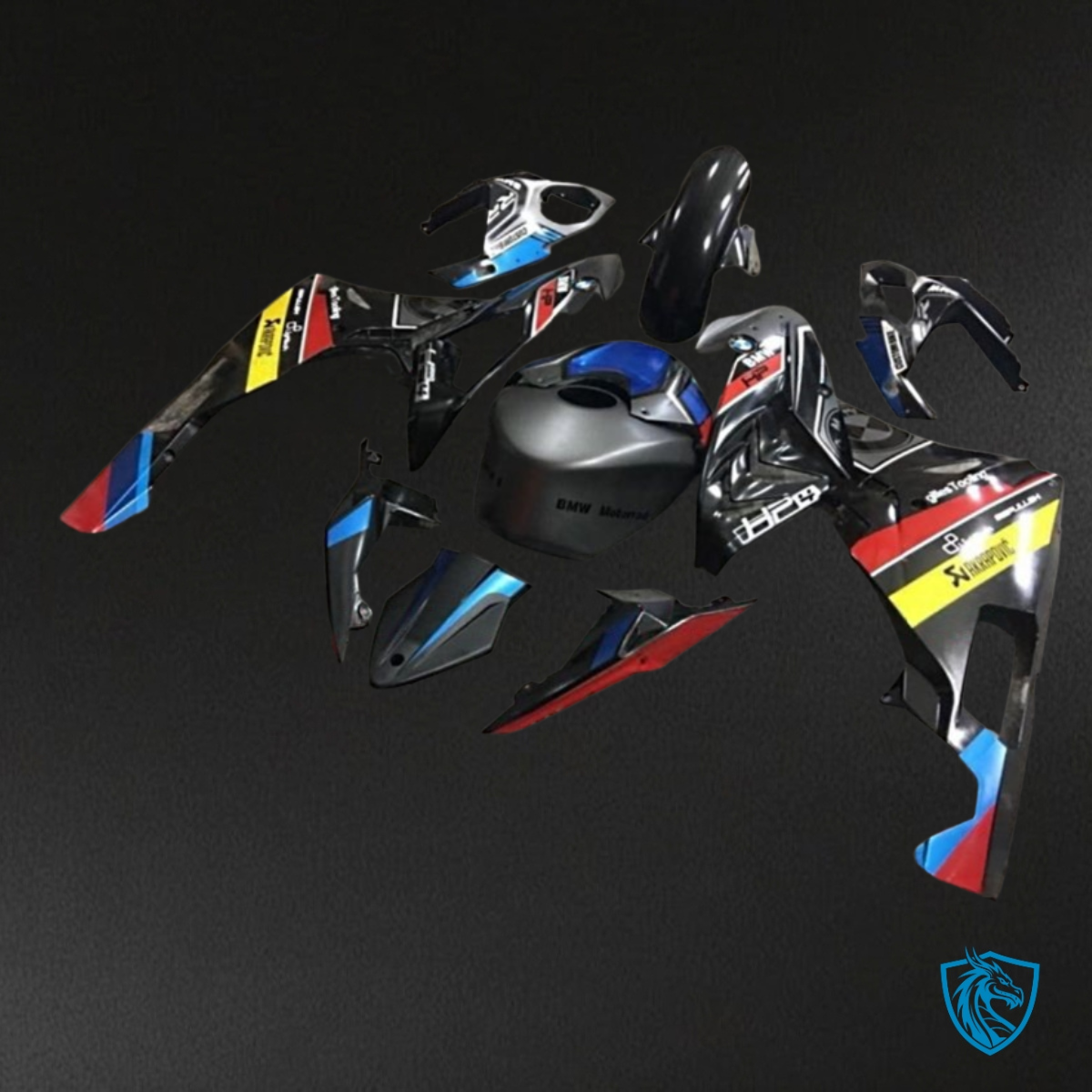 BMW S1000RR (2017-2018) Black, Blue, Yellow & Red Fairing Kit - Aftermarket ABS Bodywork