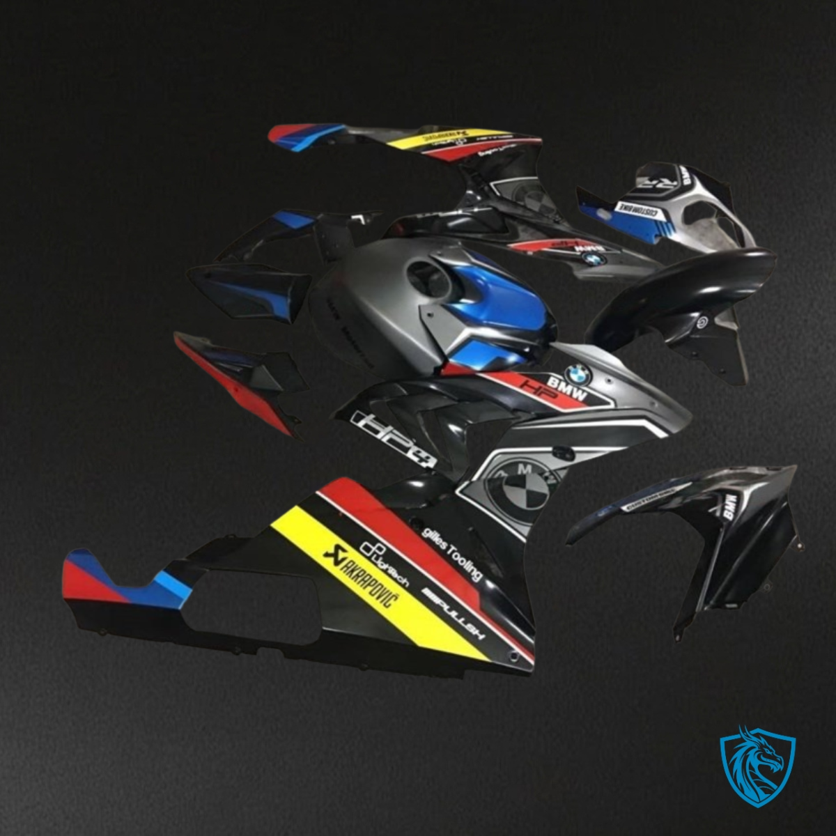 BMW S1000RR (2017-2018) Black, Blue, Yellow & Red Fairing Kit - Aftermarket ABS Bodywork