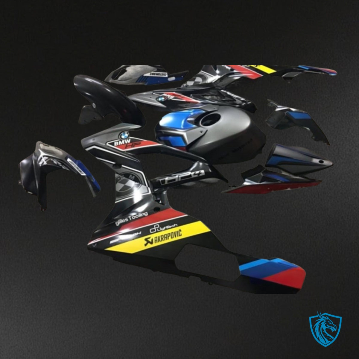 BMW S1000RR (2017-2018) Black, Blue, Yellow & Red Fairing Kit - Aftermarket ABS Bodywork