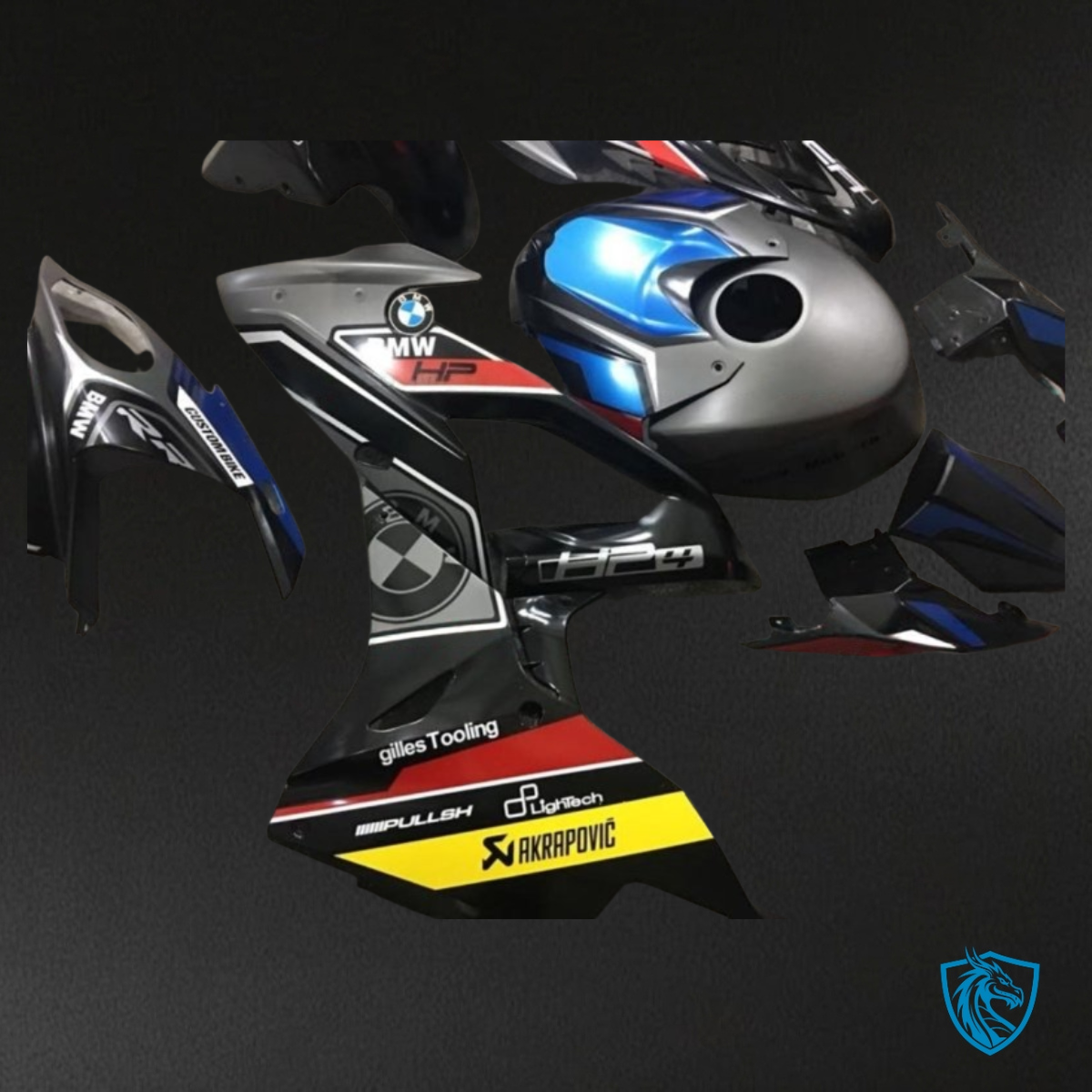 BMW S1000RR (2017-2018) Black, Blue, Yellow & Red Fairing Kit - Aftermarket ABS Bodywork