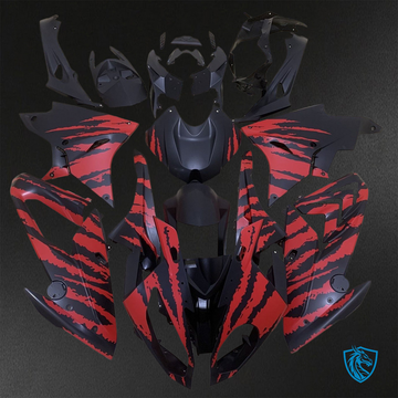 BMW S1000RR (2015-2018) HP4 (2017-2018) Matte Black & Red - Custom ABS Fairing Kit