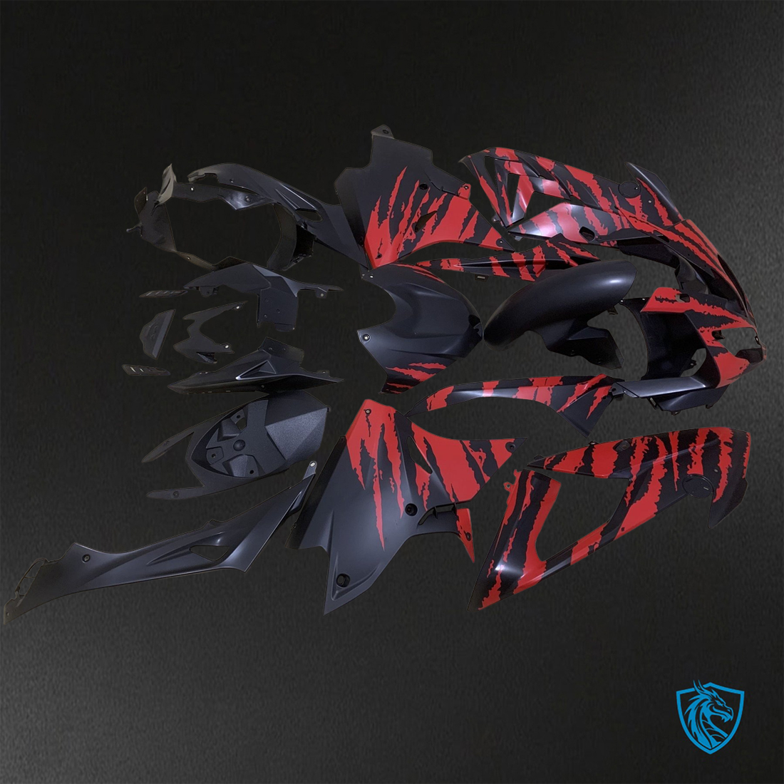 BMW S1000RR (2015-2018) HP4 (2017-2018) Matte Black & Red - Custom ABS Fairing Kit