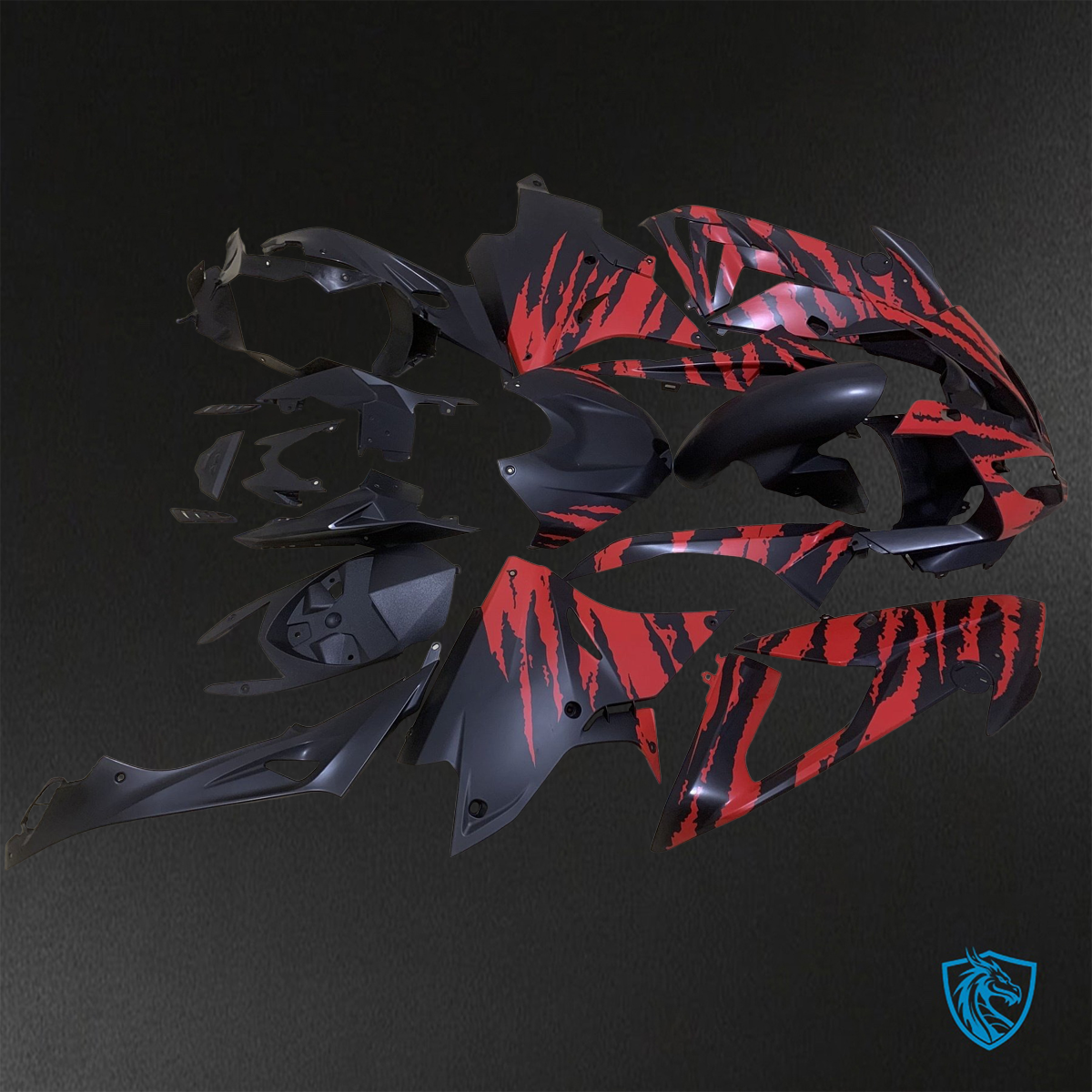 BMW S1000RR (2015-2018) HP4 (2017-2018) Matte Black & Red - Custom ABS Fairing Kit