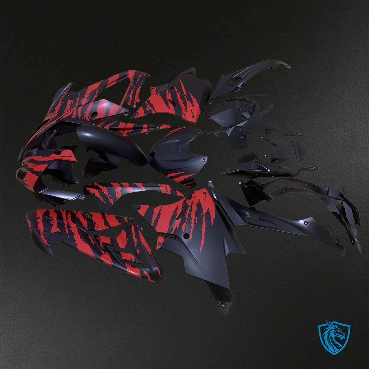 BMW S1000RR (2015-2018) HP4 (2017-2018) Matte Black & Red - Custom ABS Fairing Kit