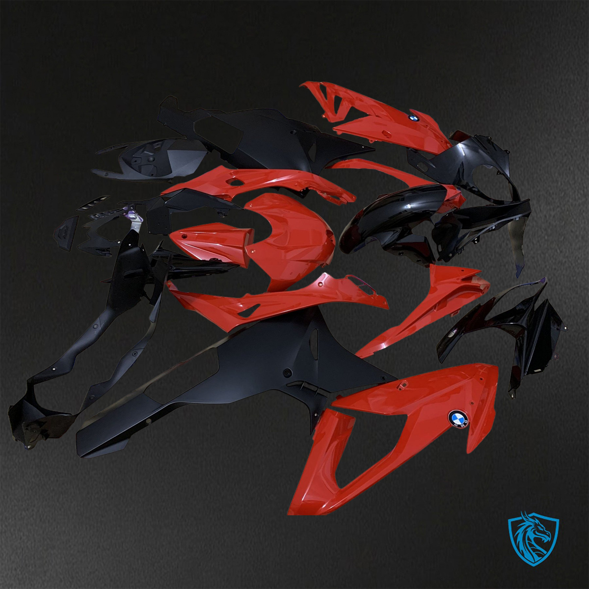 BMW S1000RR (2015-2018) HP4 (2017-2018) Red & Black Fairings Kit - Aftermarket ABS Bodywork